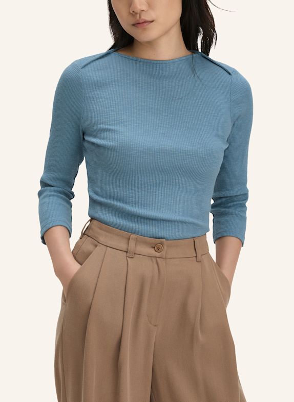 hessnatur hessnatur Boatneck Shirt Slim aus Bio-Baumwolle BLAU