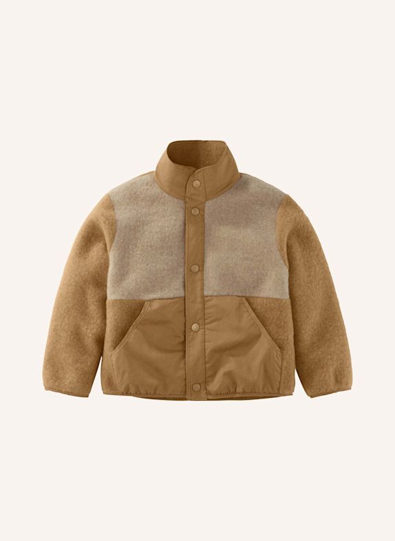 hessnatur hessnatur Wollfleecejacke Regular mit Patch aus reiner Schurwolle BRAUN