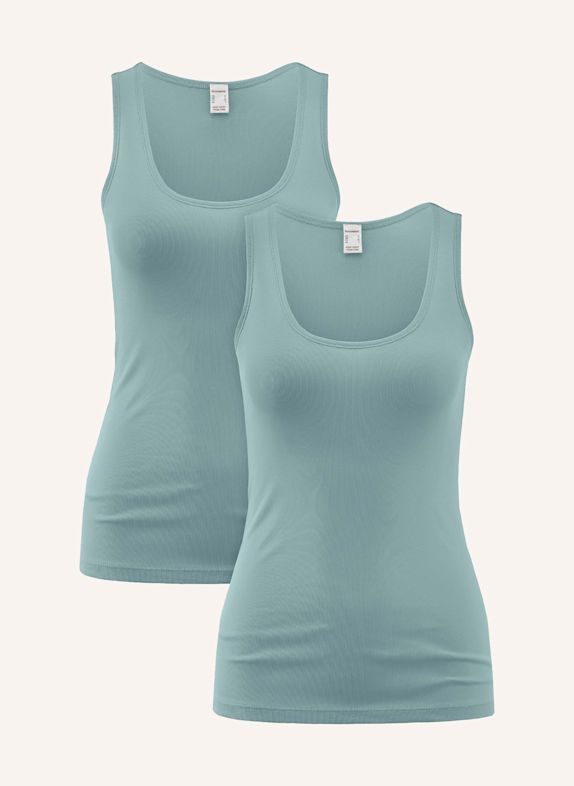 hessnatur Tanktop Rundhals Fitted 2er-Set BLAU