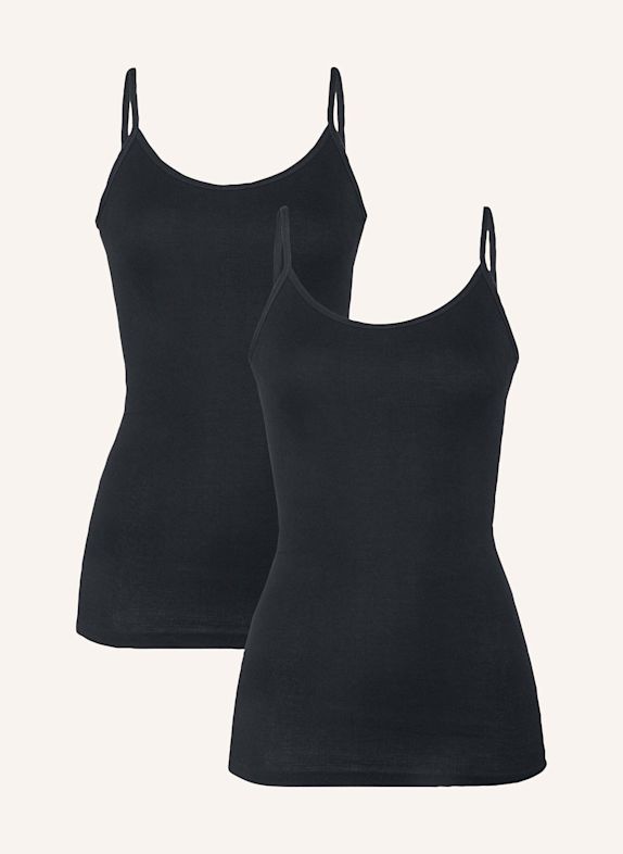 hessnatur Spaghetti Top Fitted 2er-Set SCHWARZ