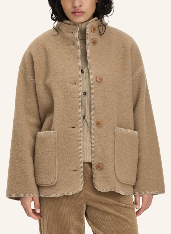 hessnatur hessnatur Wollfleece Jacke Boho Oversize aus reiner Bio-Merinowolle BRAUN