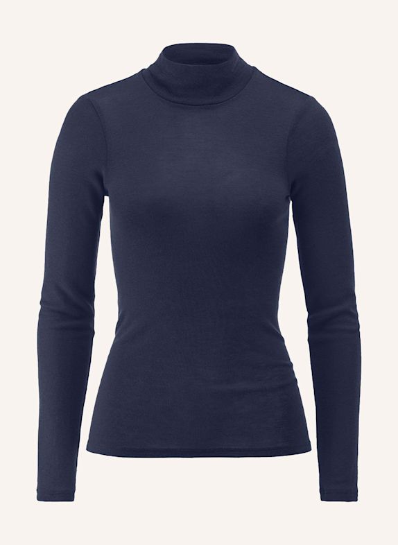 hessnatur hessnatur Rollkragen-Longsleeve Fitted aus Schurwolle und Seide BLAU