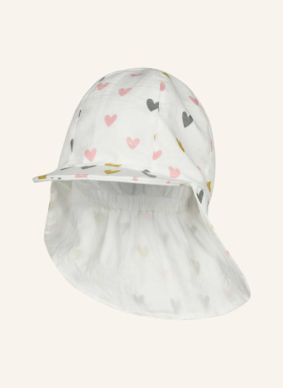 Sterntaler Schirmmütze mit Nackenschutz Herzen WEISS
