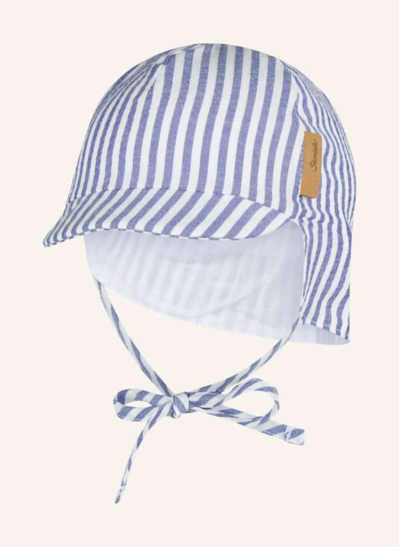 Sterntaler Schirmmütze mit Nackenschutz gestreift BLAU