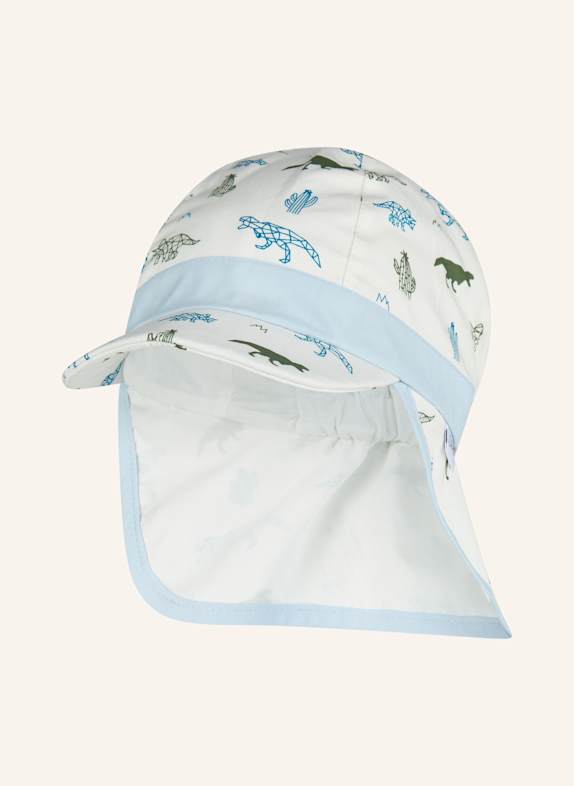 Sterntaler Schirmmütze mit Nackenschutz Saurier WEISS