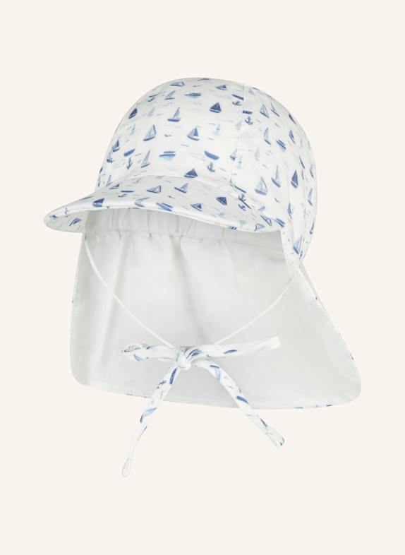 Sterntaler Schirmmütze mit Nackenschutz Boote WEISS