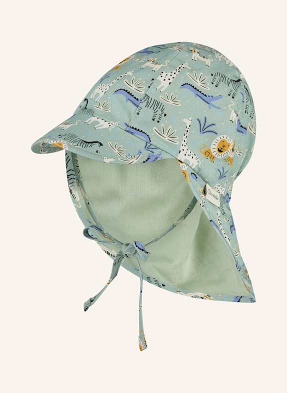 Sterntaler Schirmmütze mit Nackenschutz Zootiere HELLGRÜN