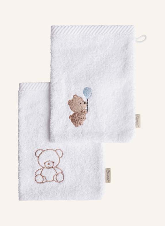 Sterntaler Waschhandschuhe 2er-Pack BÄR Bo WEISS