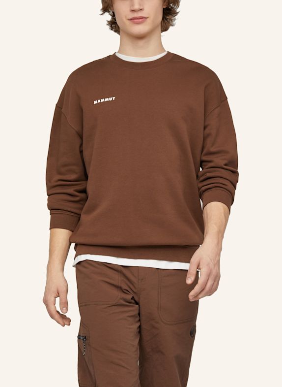 MAMMUT Midlayer-Pullover BASE ML CREW NECK MINI LOGO BRAUN