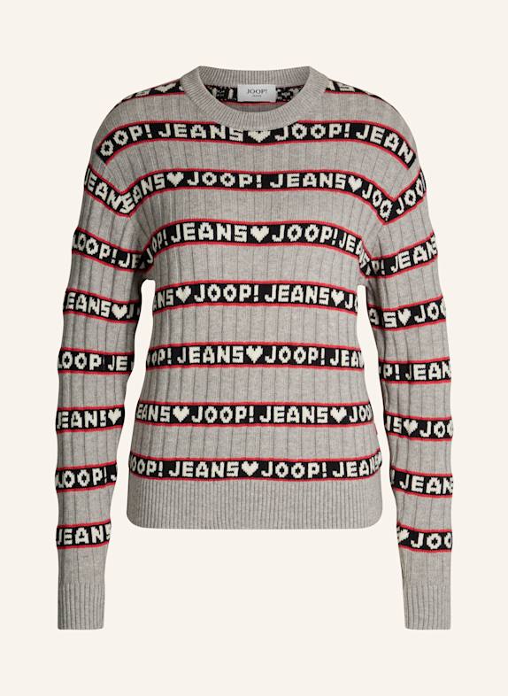 JOOP! JEANS Strickpullover GRAU/ ROT