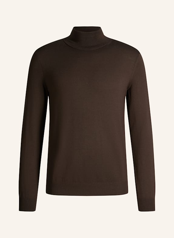 JOOP! Rollkragenpullover DONTE aus Merinowolle DUNKELBRAUN
