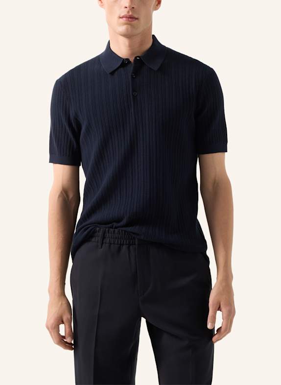 BOGNER Gebreid poloshirt Tobias DONKERBLAUW