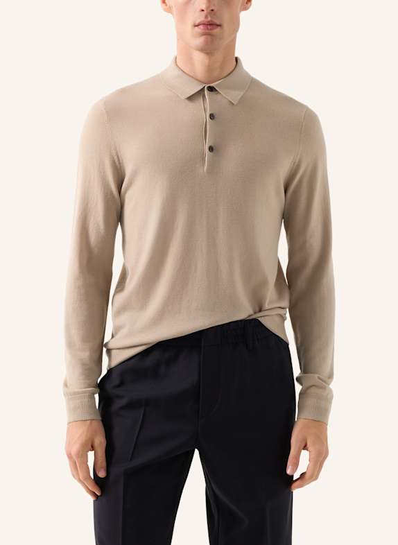 BOGNER Gebreide polo met lange mouwen Jake CAMEL