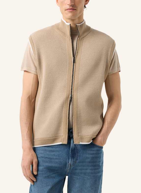 BOGNER Gebreid vest Enzo BEIGE/ WIT