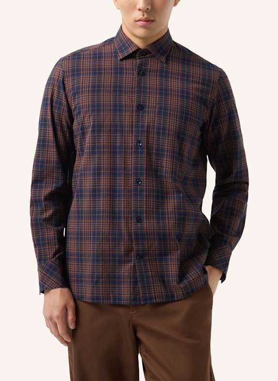 BOGNER Katoenen overhemd Hardy BRUIN/ DONKERBLAUW