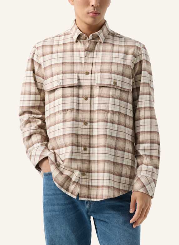BOGNER Flanellen overhemd HEIKO Comfort Fit BRUIN/ BEIGE