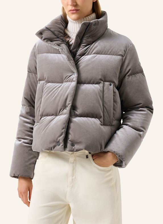 BOGNER Samt-Daunenjacke Oliva GRAU / BRAUN