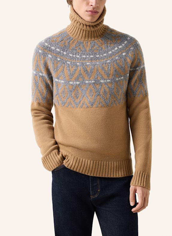 BOGNER ROXTER coltrui van kasjmier CAMEL / LICHTGRIJS