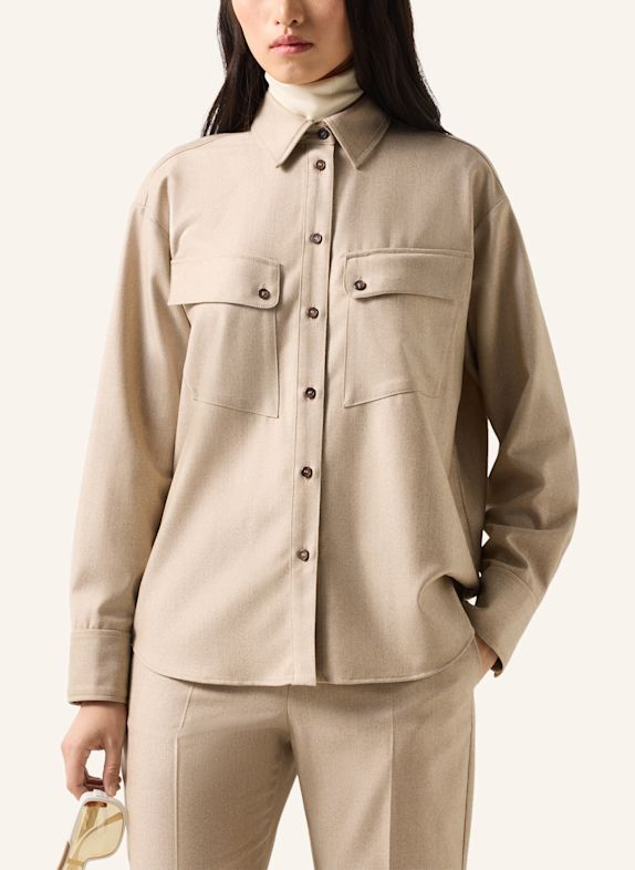BOGNER Overhemdblouse van scheerwol Robyn CAMEL