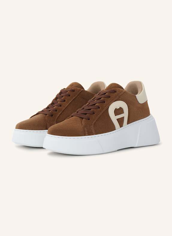 AIGNER plateau sneaker ELAINE 16A BEIGE/ COGNAC/ HELLBLAU