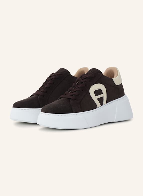 AIGNER plateau sneaker ELAINE 16A DUNKELBRAUN/ CREME