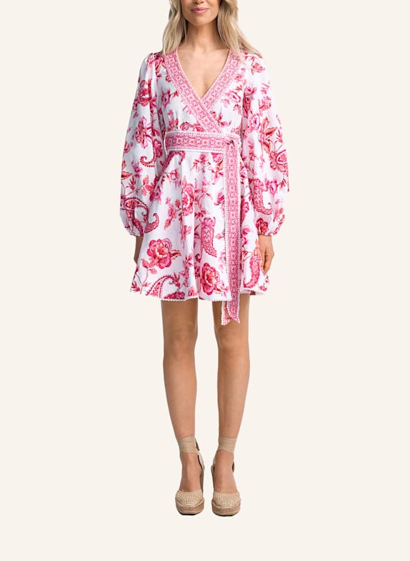 CLAIRE LUISE Florales Kleid mit Taillenband PINK