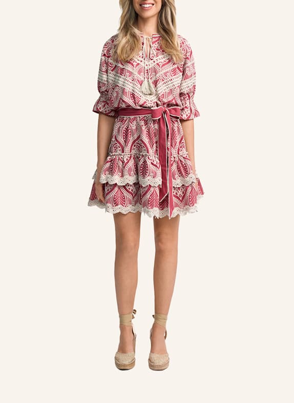 CLAIRE LUISE Minikleid mit Bindegürtel ROT