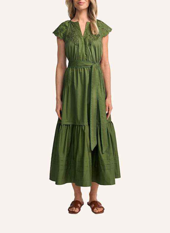 CLAIRE LUISE Midikleid mit Stickerei GRÜN