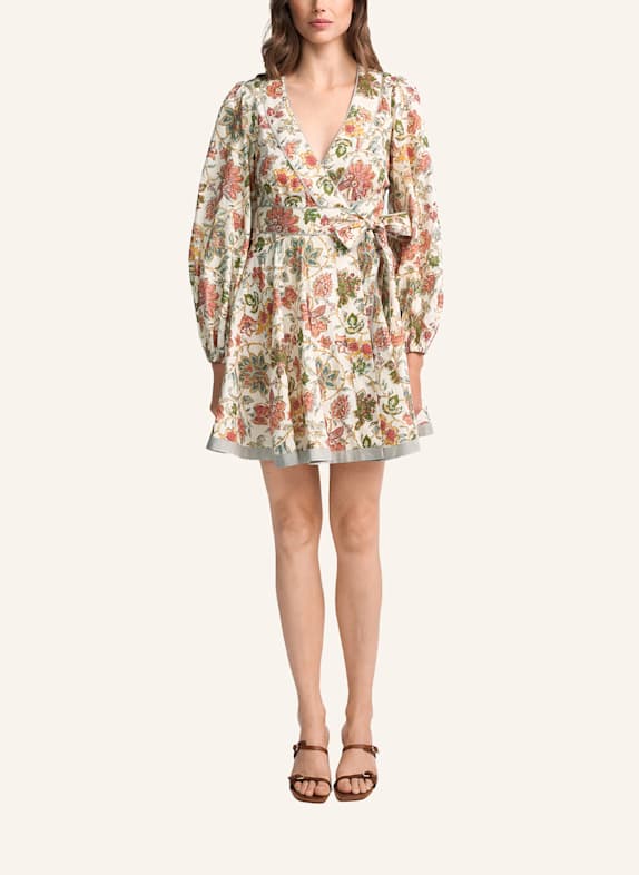 CLAIRE LUISE Florales Kleid mit Schleife BEIGE