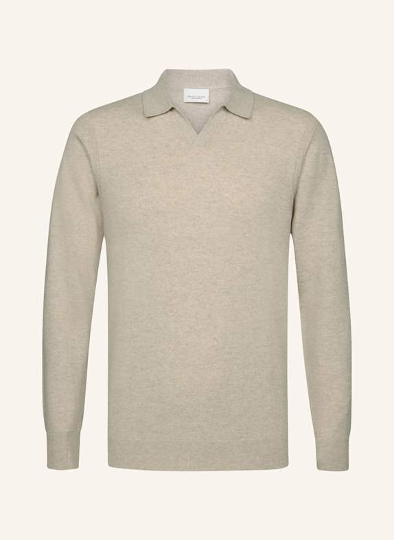 PROFUOMO Polo Langarm HELLBRAUN