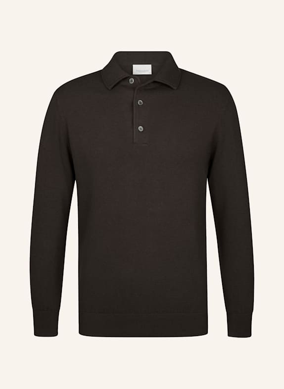 PROFUOMO Polo Langarm DUNKELBRAUN
