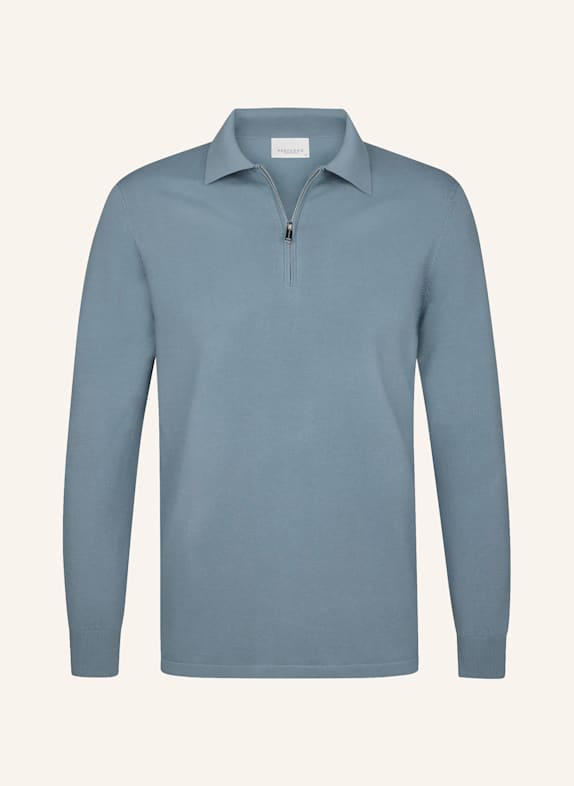 PROFUOMO Polo Langarm BLAUGRAU