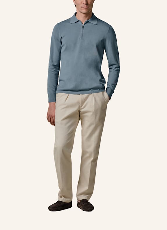 PROFUOMO Polo Langarm BLAUGRAU