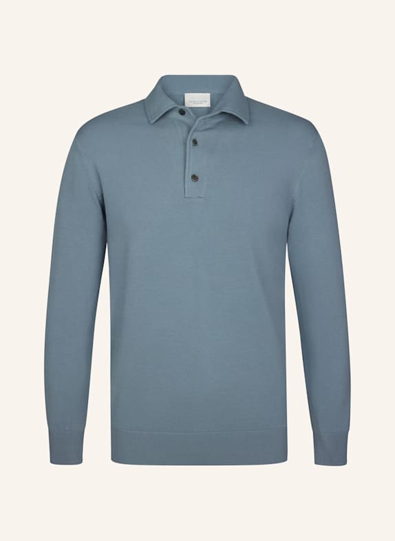 PROFUOMO Polo Langarm BLAUGRAU