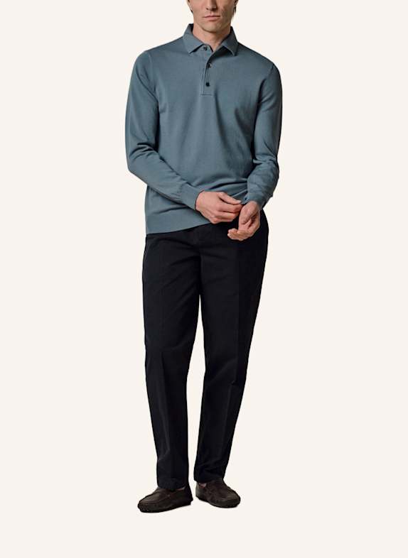 PROFUOMO Polo Langarm BLAUGRAU