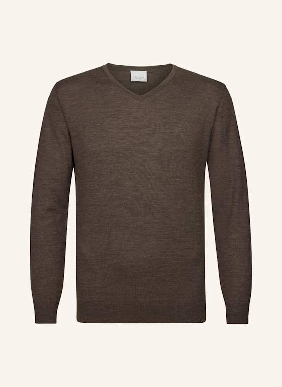 PROFUOMO Herren V-neck pullover DUNKELBRAUN