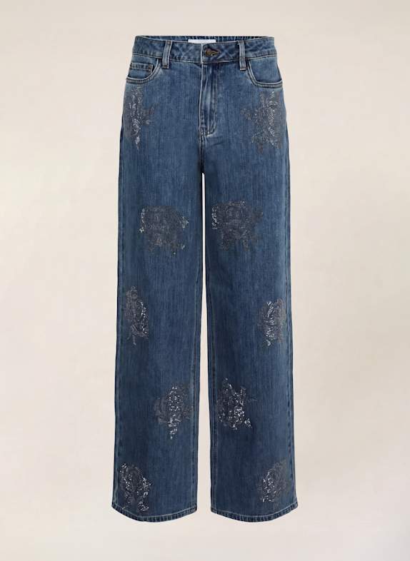 KAFFE Wide Leg Jeans KACASTELIA BLAU