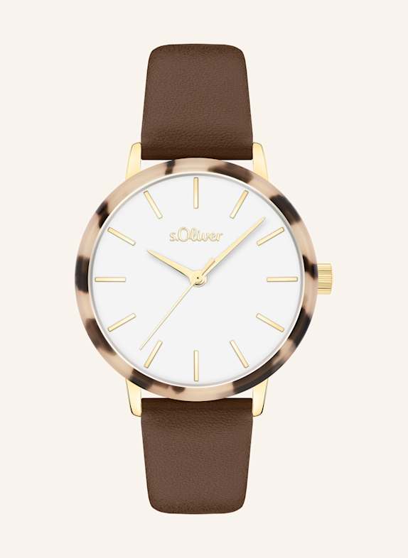 s.Oliver Armbanduhr  aus  Kunstleder BRAUN