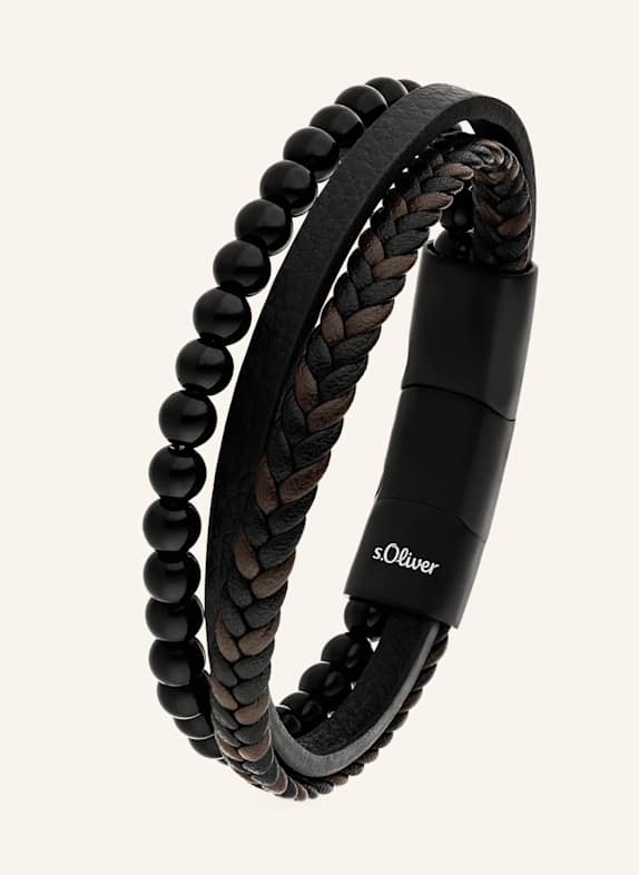 s.Oliver Genuine leather bracelet BLACK