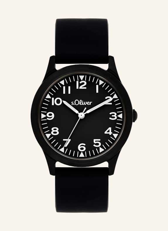 s.Oliver Silicone wristwatch BLACK