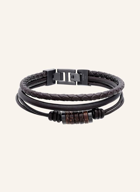 s.Oliver Armband van echt leer BRUIN