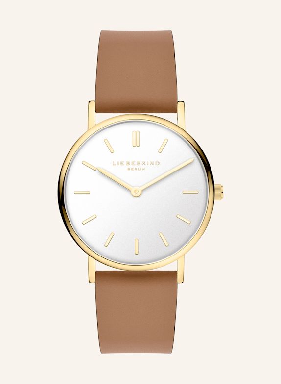 LIEBESKIND Polshorloge van echt leer BEIGE
