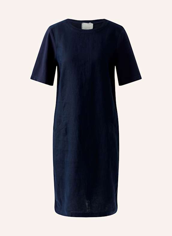 oui Kleid im Materialmix mit Leinen BLAU