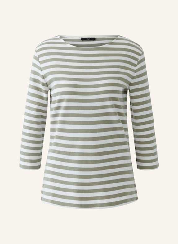 oui Shirt SOLEILA mit 3/4-Arm GRÜN/ WEISS