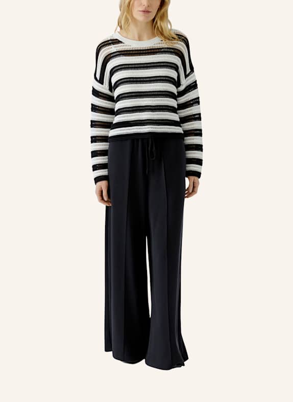 oui Pullover WEISS/ SCHWARZ