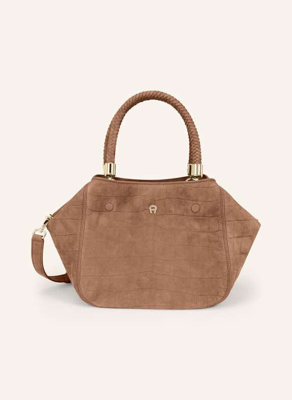AIGNER Handtasche CARRÉ SOFT CROCO BRAUN
