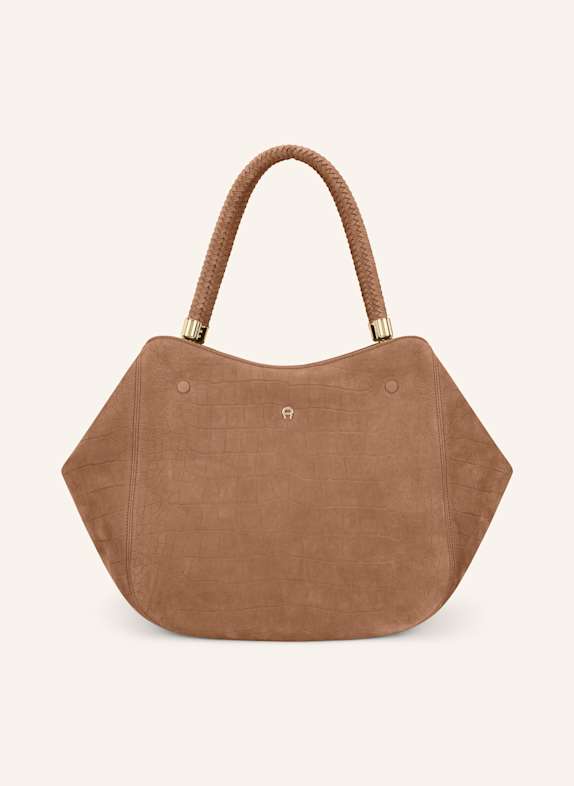 AIGNER Shopper CARRÉ SOFT CROCO BRAUN