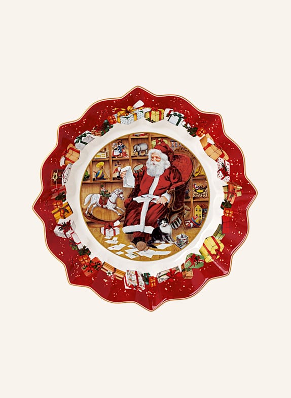 Villeroy & Boch Schale auf Fuß, Santa liest Wunschzettel TOY'S FANTASY GELB/ GRÜN/ BLAU/ ROT