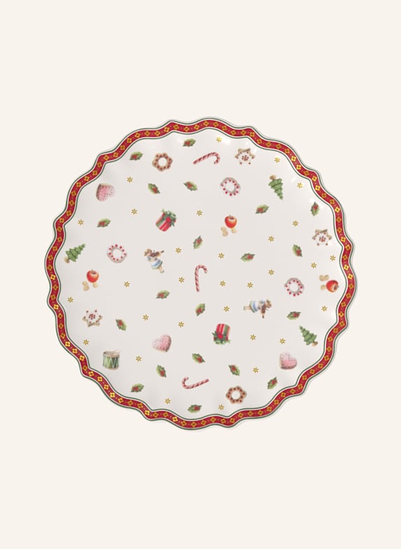 Villeroy & Boch Kuchenplatte auf Fuß klein TOY'S DELIGHT ROT/ WEISS