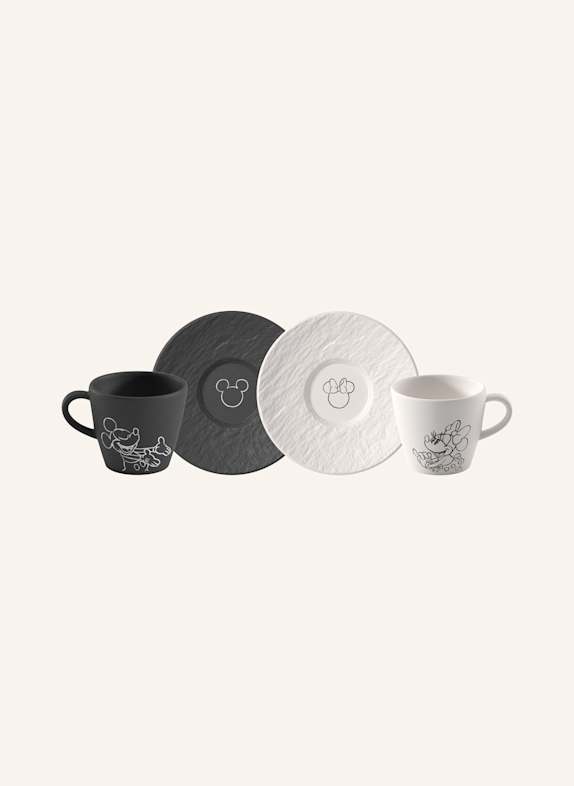 Villeroy & Boch Espressotasse mit Untertasse, 4-teilig MANUFACTURE ROCK - MICKEY MOUSE SCHWARZ